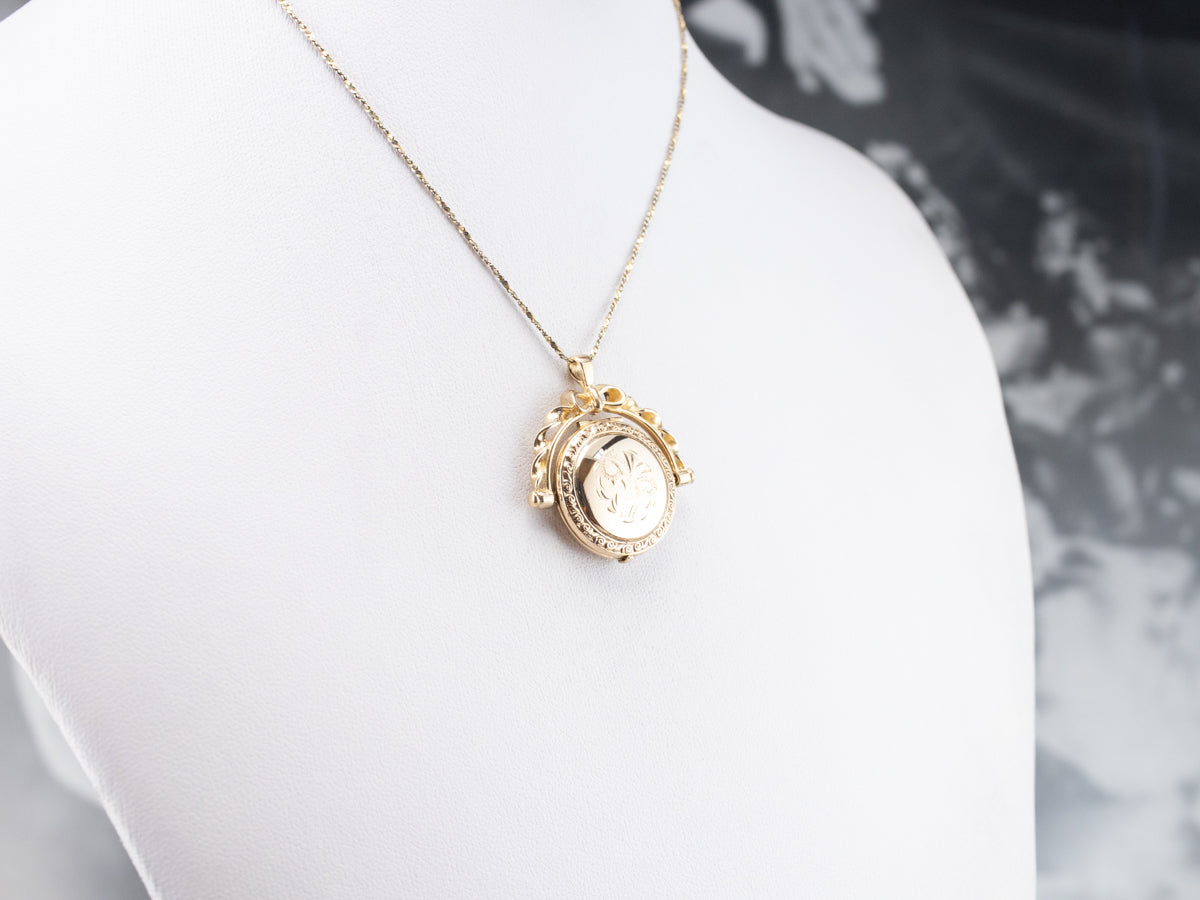 Ornate Spinning Gold Locket Pendant