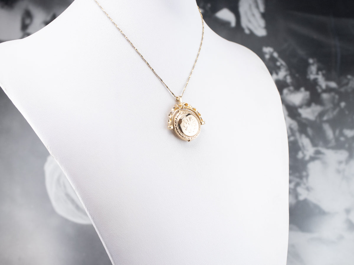 Ornate Spinning Gold Locket Pendant