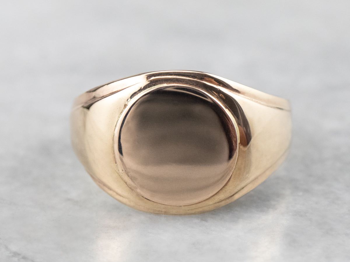 Vintage Plain Gold Signet Ring