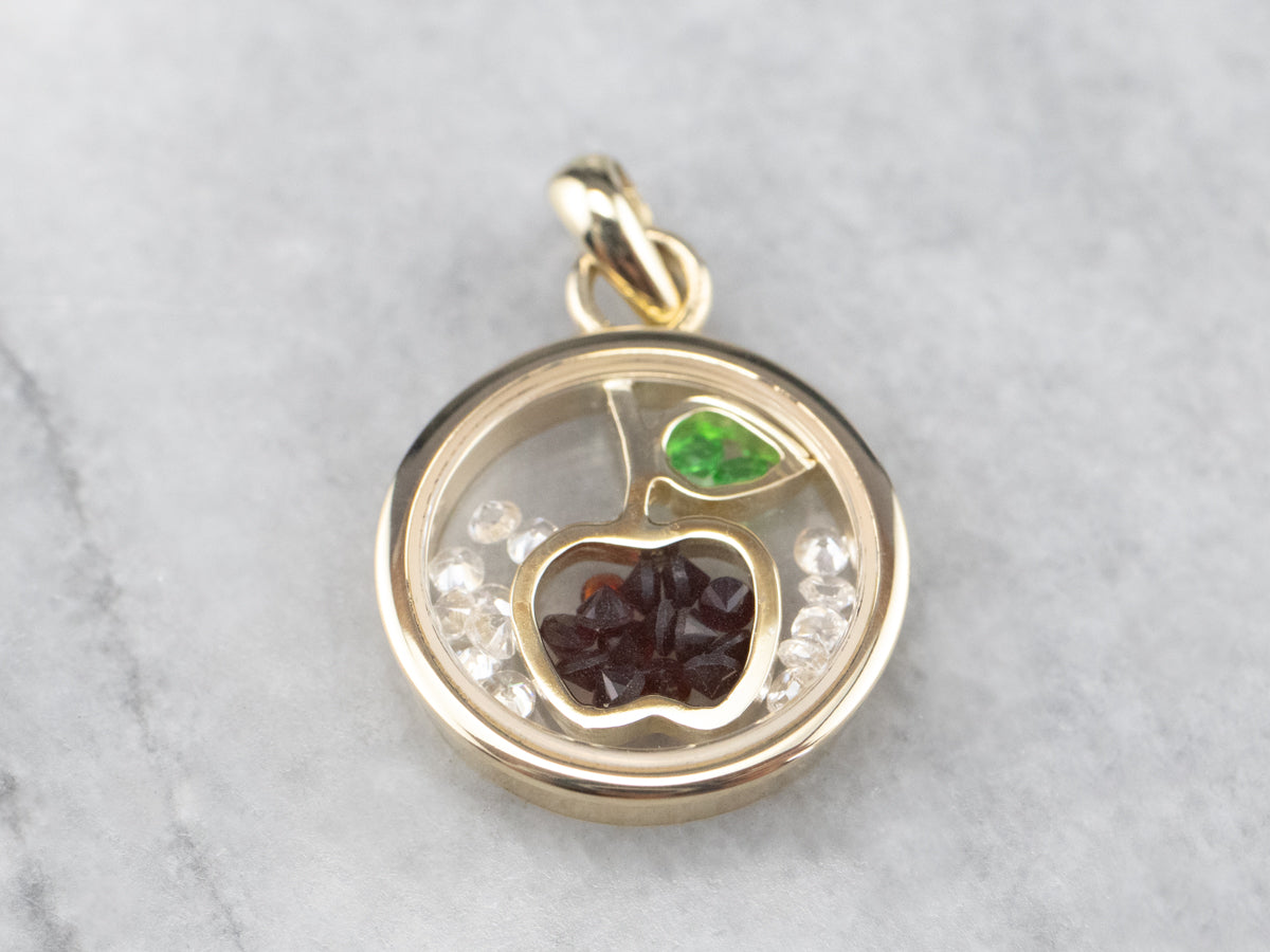 Garnet Teacher's Apple Gold Pendant