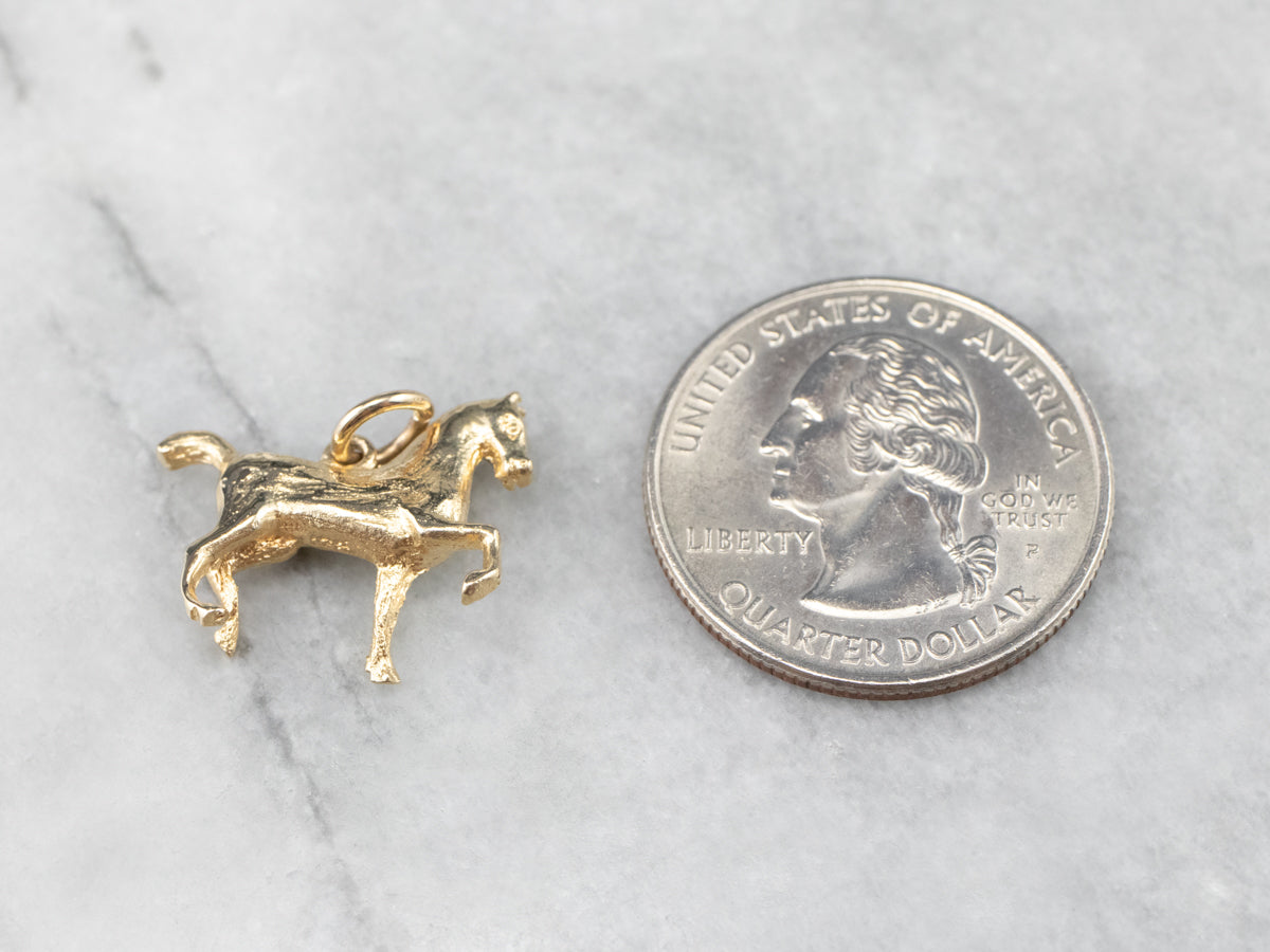 14K Gold Trotting Horse Charm