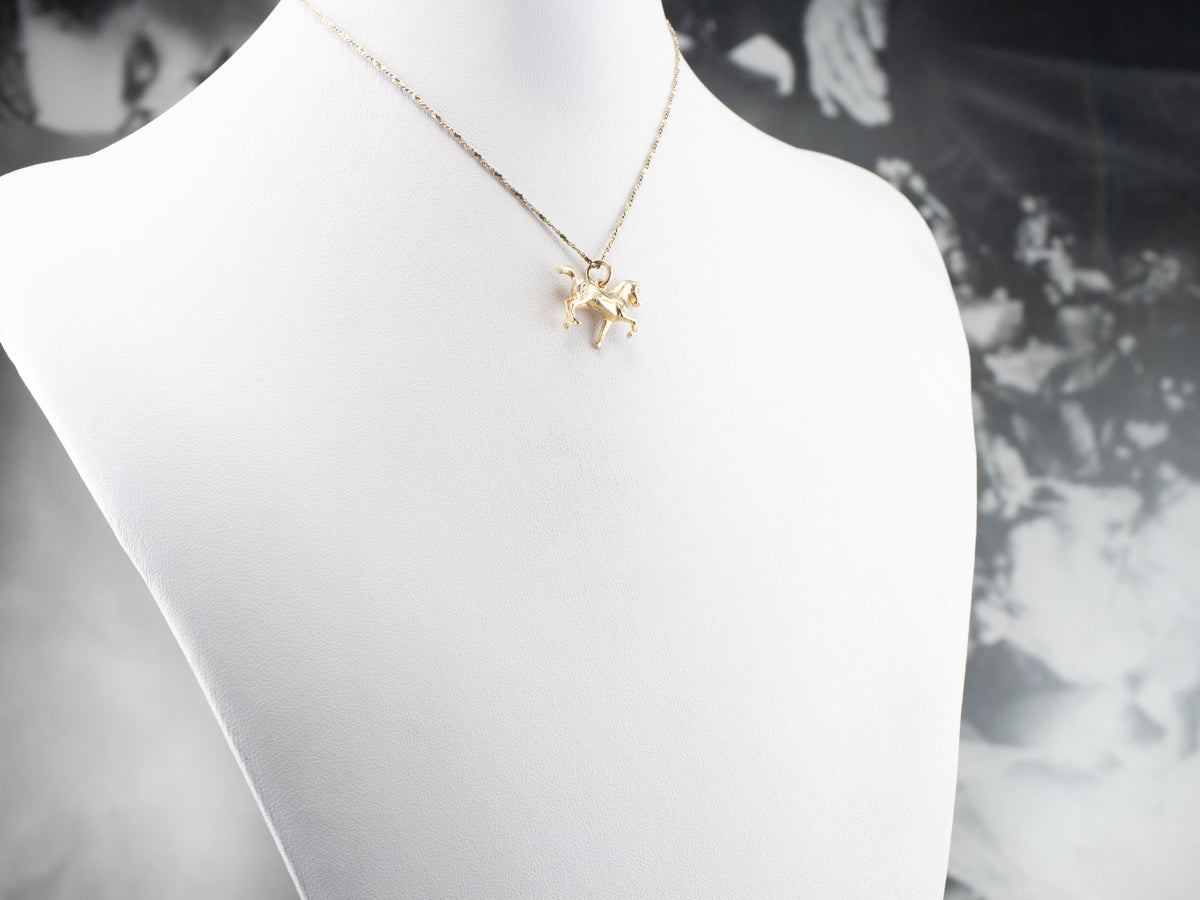 14K Gold Trotting Horse Charm