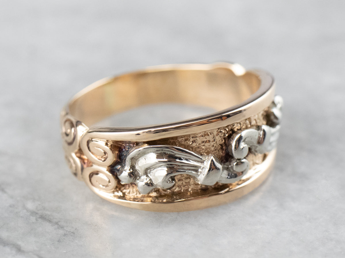 Ornate Two Tone Gold Patterned Band
