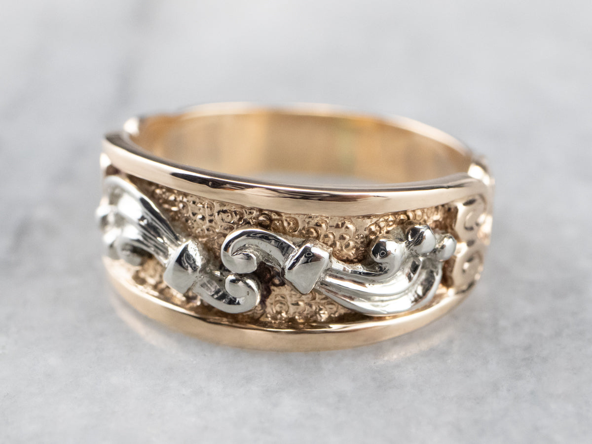 Ornate Two Tone Gold Patterned Band