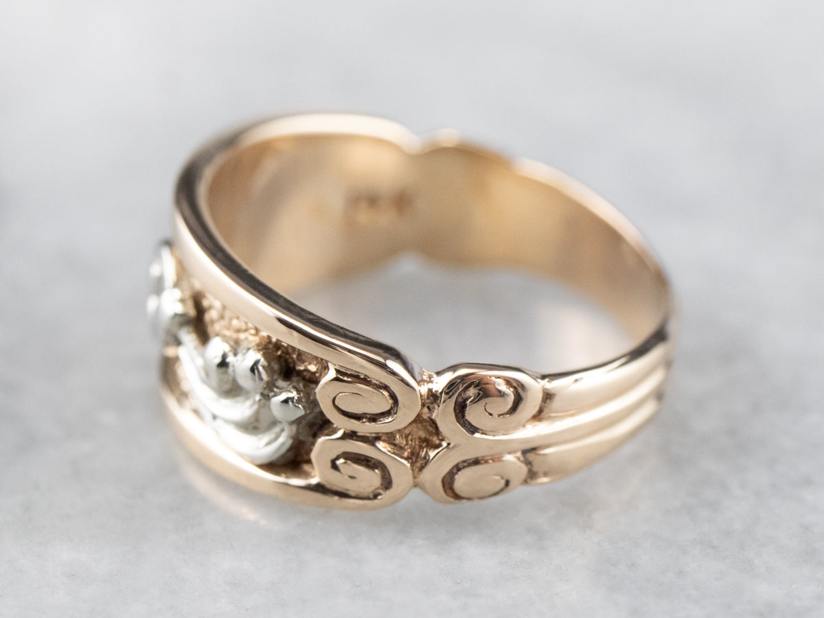 Ornate Two Tone Gold Patterned Band