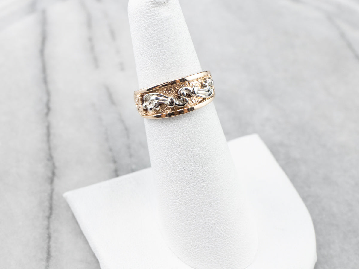 Ornate Two Tone Gold Patterned Band