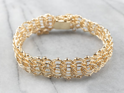 14K Gold Woven Chain Statement Bracelet
