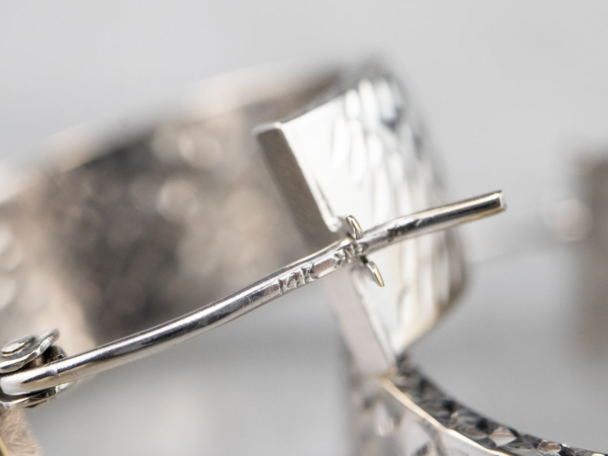 Textured White Gold Hoop Earrings