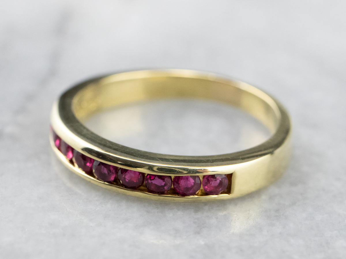 Fine 18K Yellow Gold Ruby Band