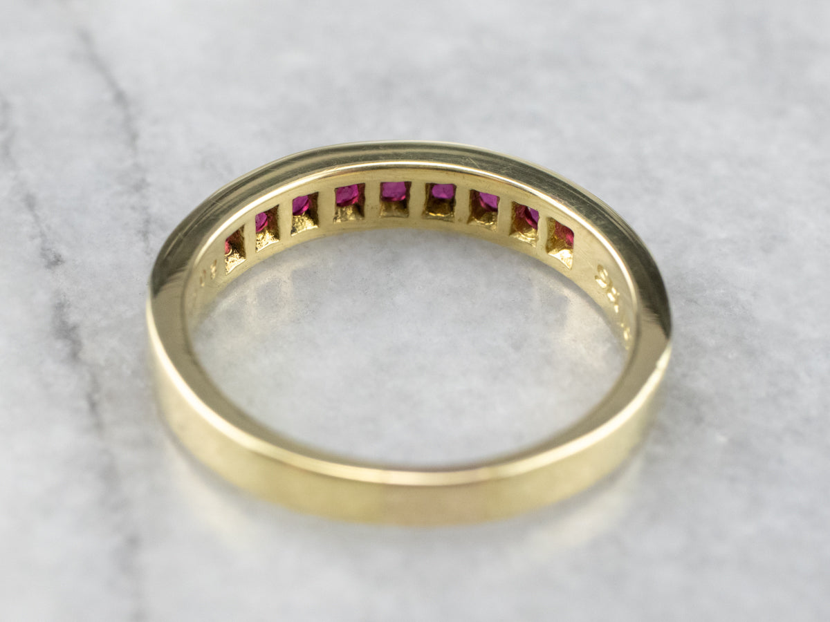 Fine 18K Yellow Gold Ruby Band