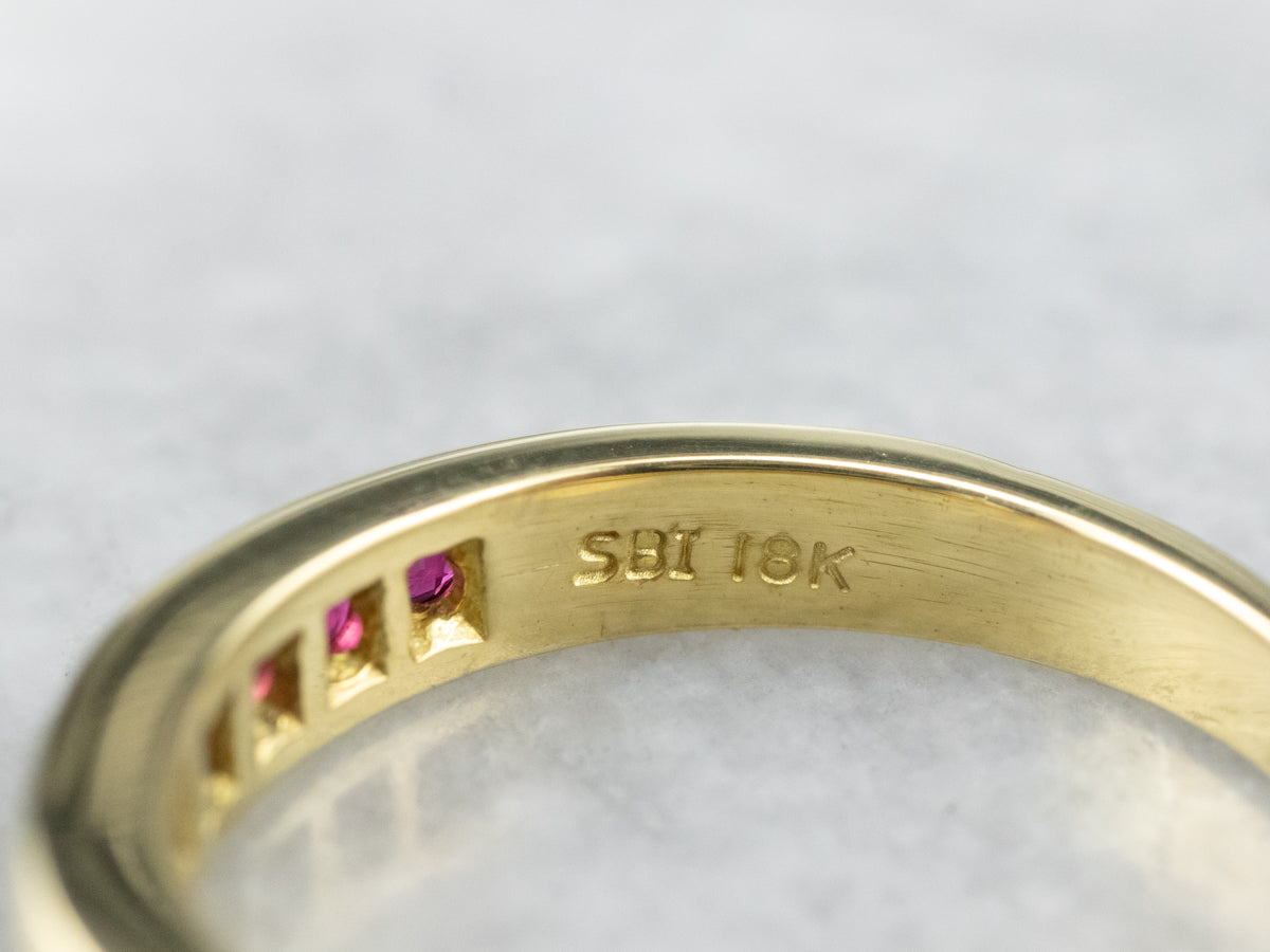 Fine 18K Yellow Gold Ruby Band