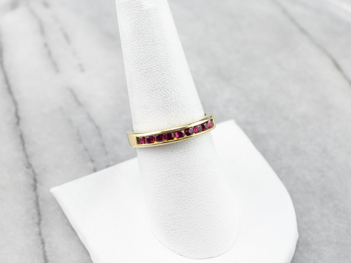 Fine 18K Yellow Gold Ruby Band