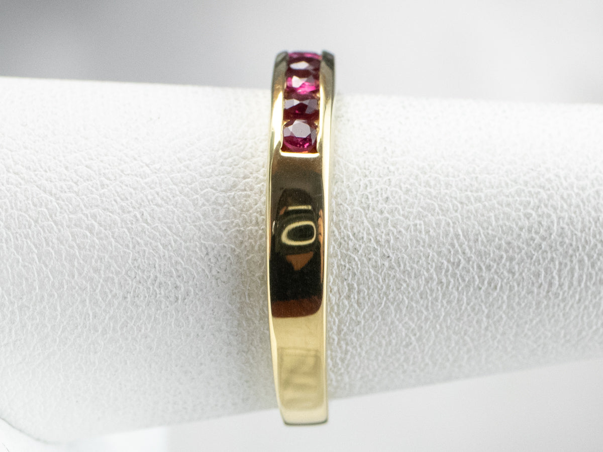 Fine 18K Yellow Gold Ruby Band