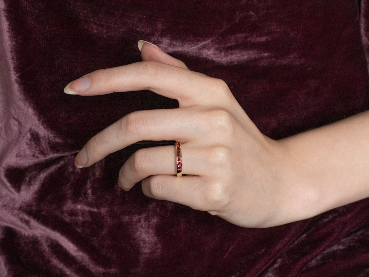 Fine 18K Yellow Gold Ruby Band