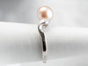 White Gold Pink Pearl and Diamond Ring