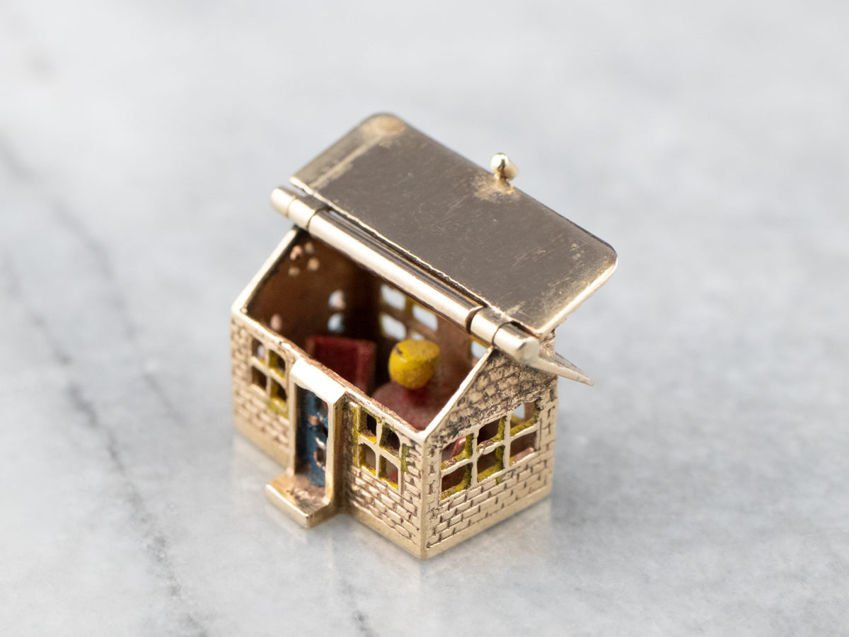 Vintage Enamel and Gold House Charm