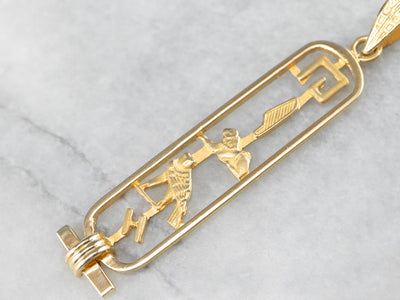 Egyptian Hieroglyphics 18K Gold Pendant
