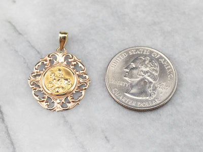 Two Tone Gold Saint George Medallion