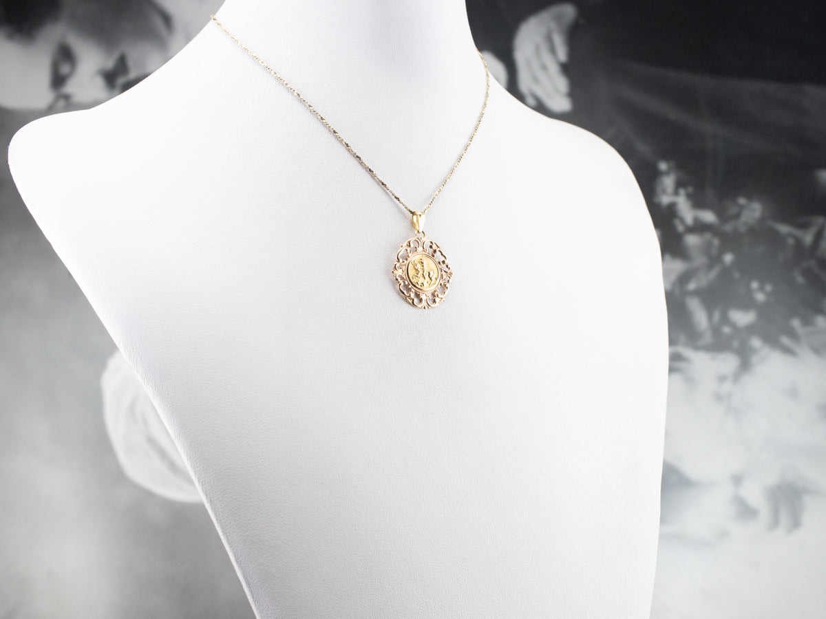 Two Tone Gold Saint George Medallion