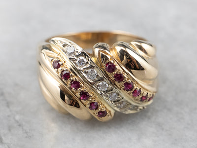 Vintage Ruby and Diamond Statement Ring