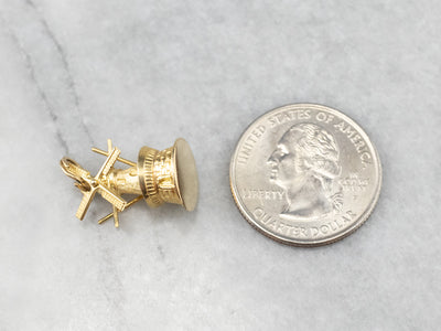 Vintage Moving Lighthouse Windmill Gold Charm