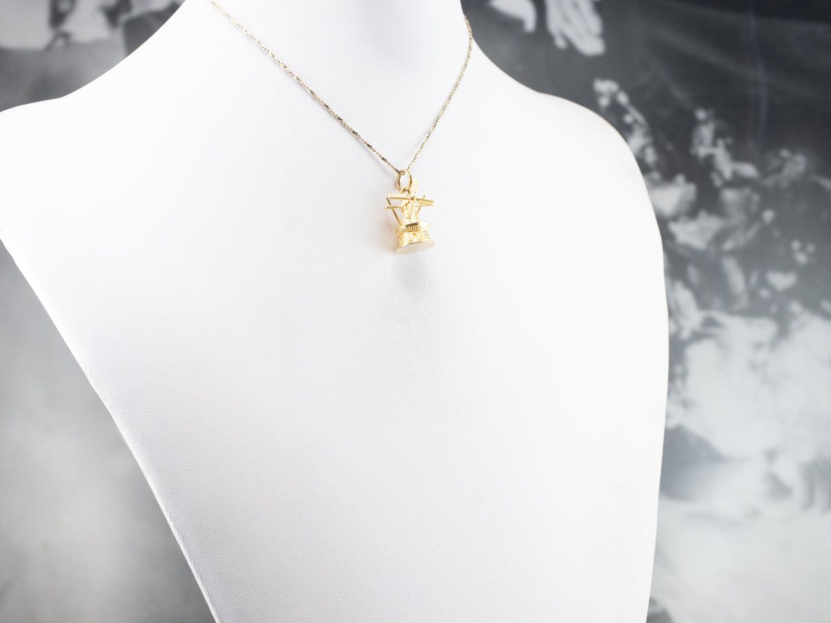 Vintage Moving Lighthouse Windmill Gold Charm