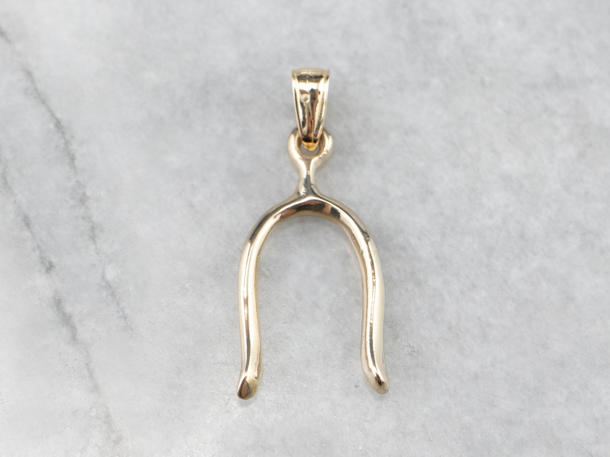 Unisex Gold Wishbone Charm or Pendant