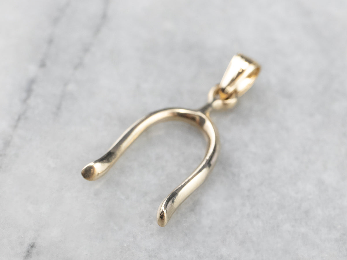 Unisex Gold Wishbone Charm or Pendant