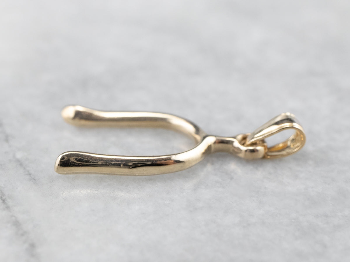 Unisex Gold Wishbone Charm or Pendant