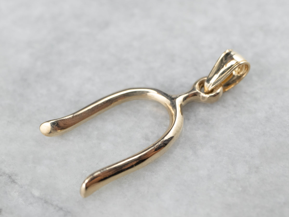 Unisex Gold Wishbone Charm or Pendant