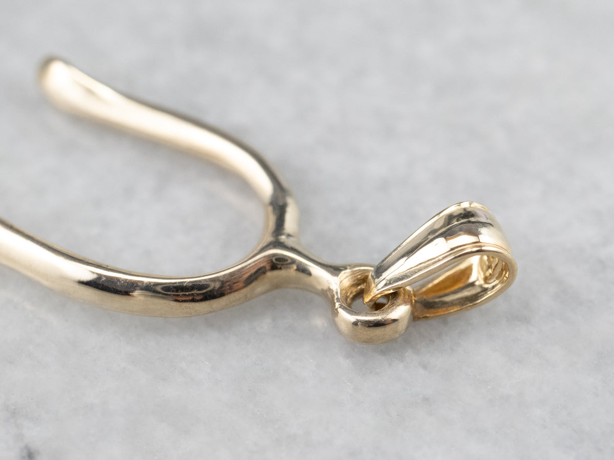 Unisex Gold Wishbone Charm or Pendant