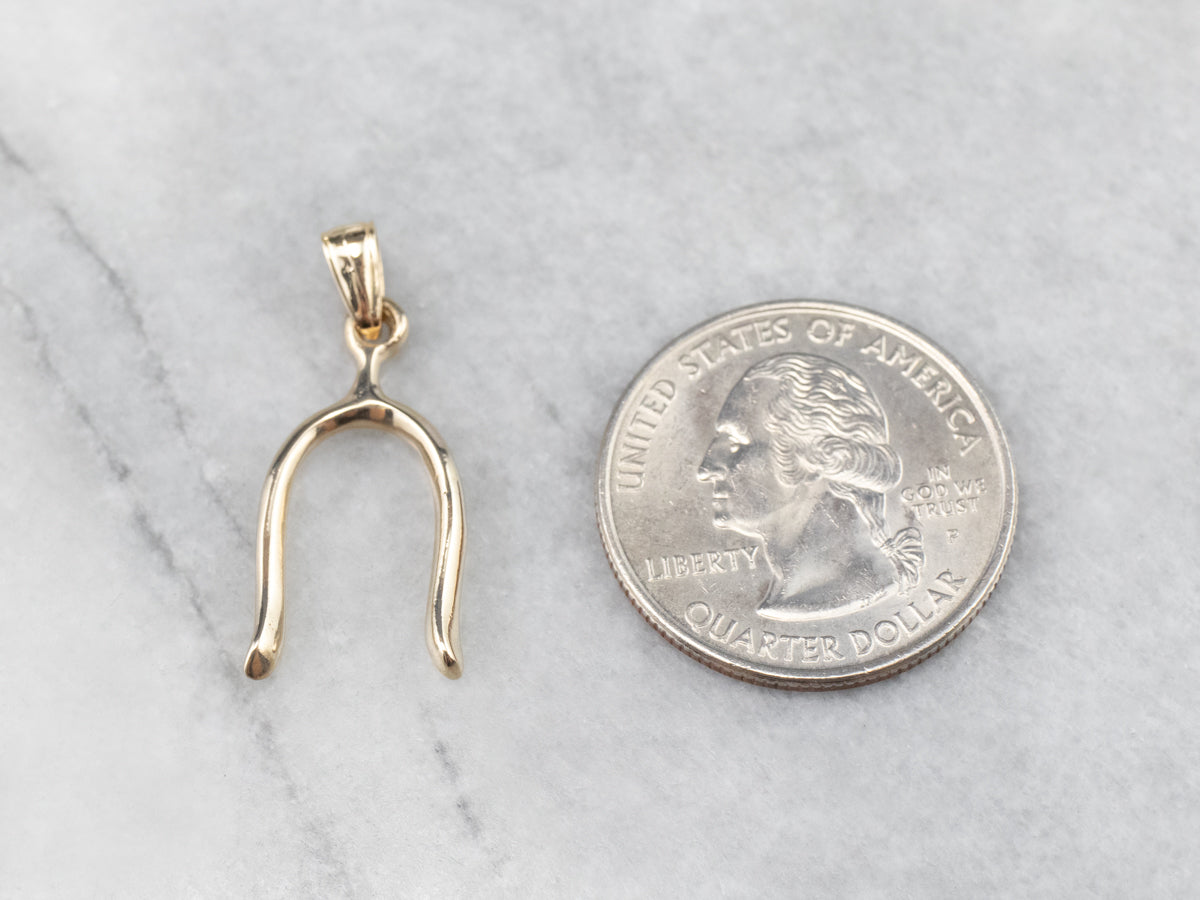 Unisex Gold Wishbone Charm or Pendant