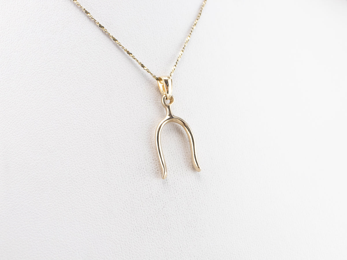 Unisex Gold Wishbone Charm or Pendant