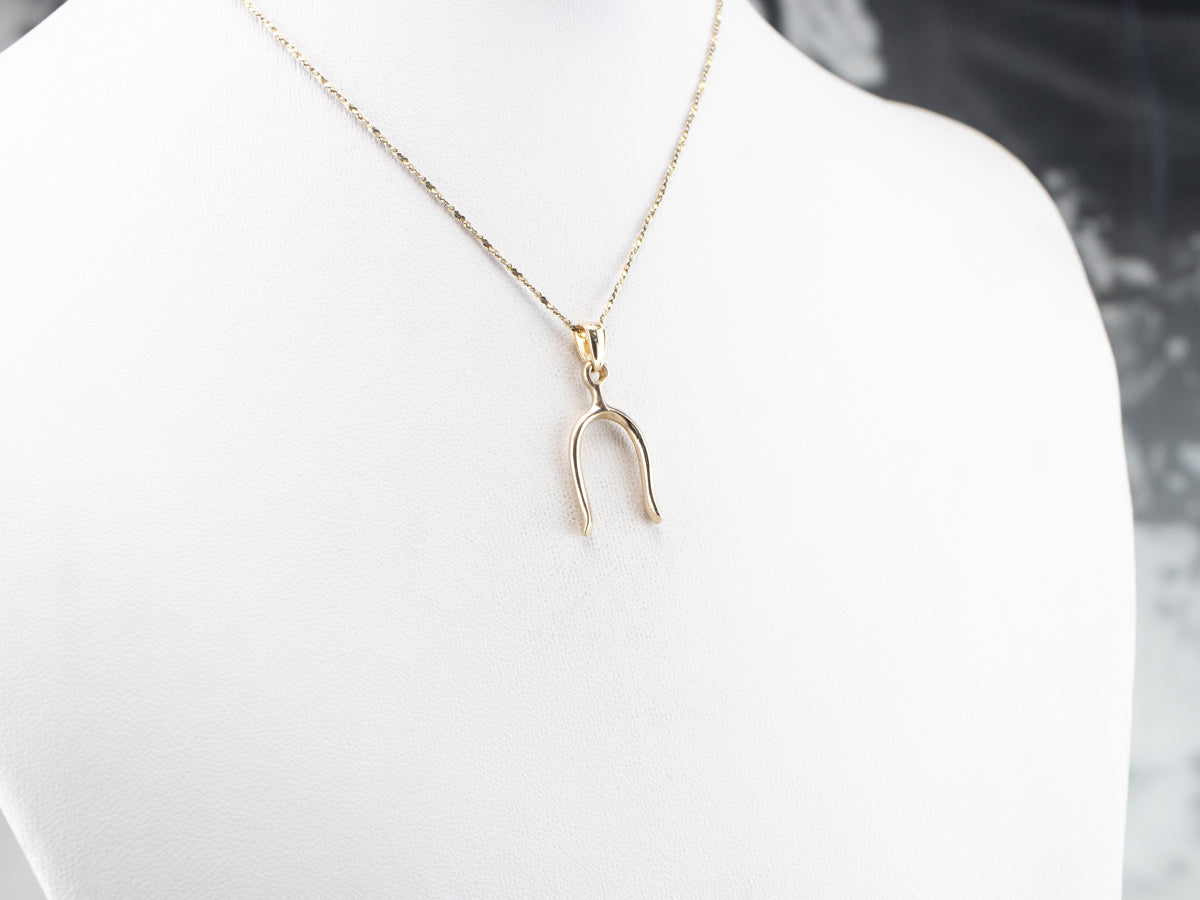 Unisex Gold Wishbone Charm or Pendant