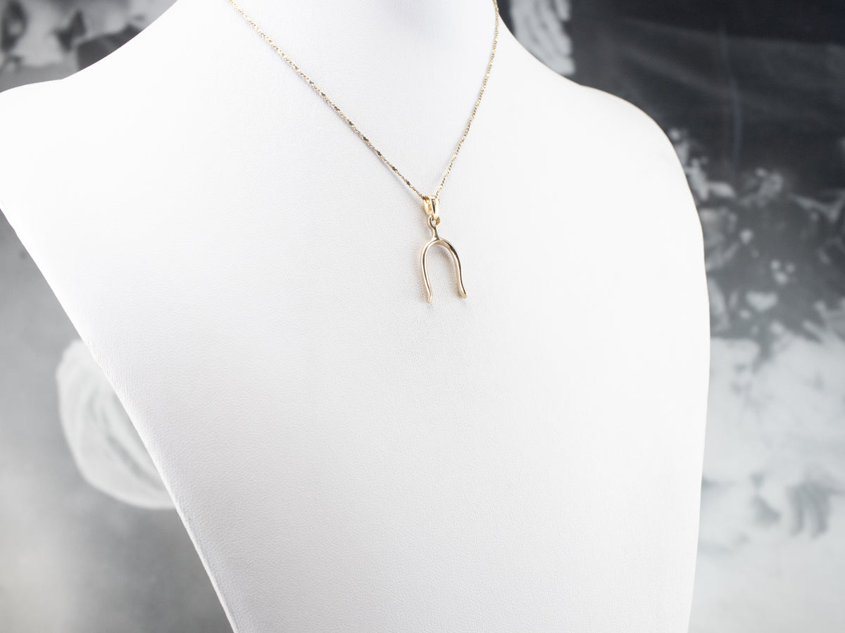 Unisex Gold Wishbone Charm or Pendant