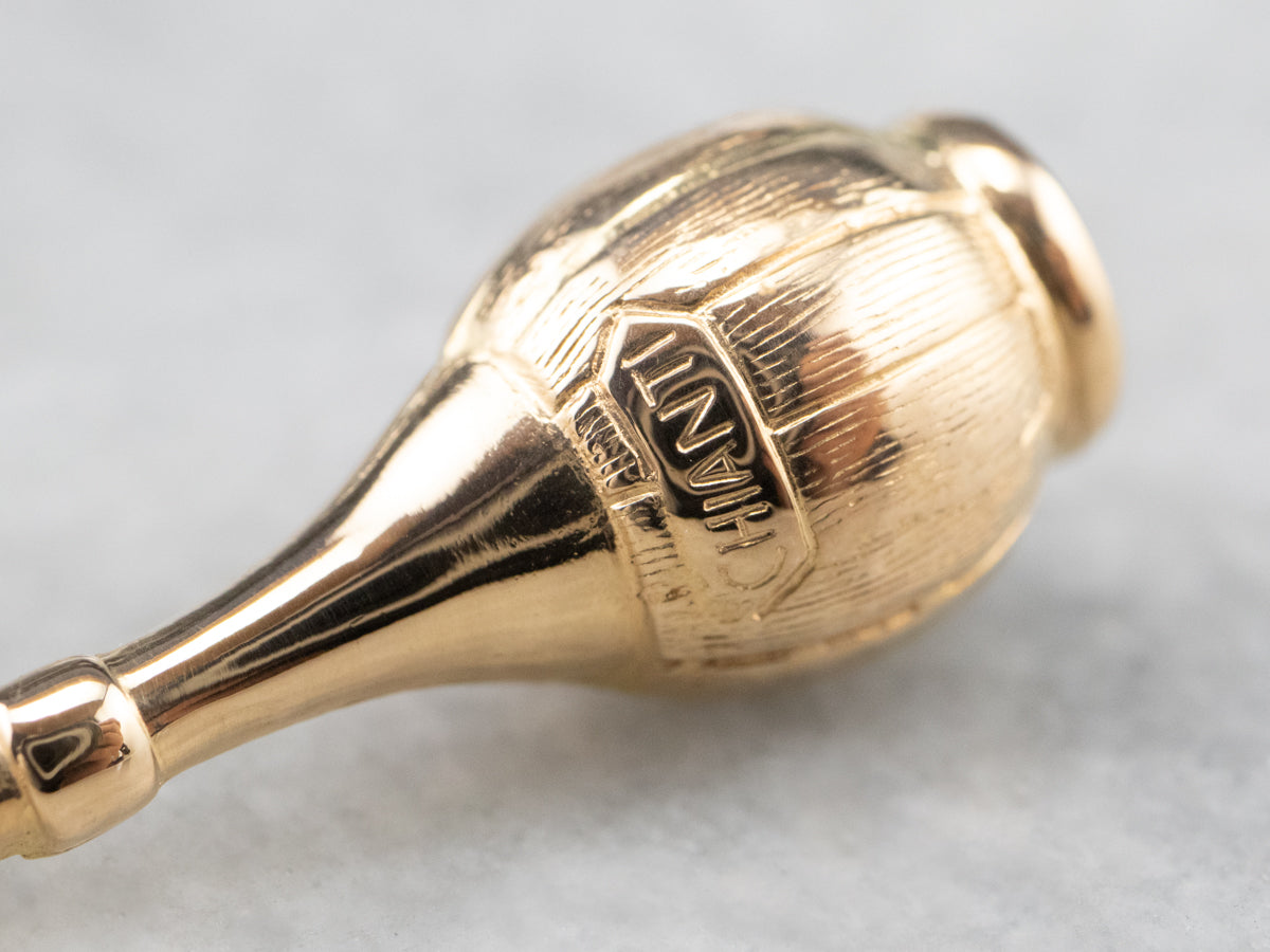 18K Gold Italian Chianti Bottle Charm