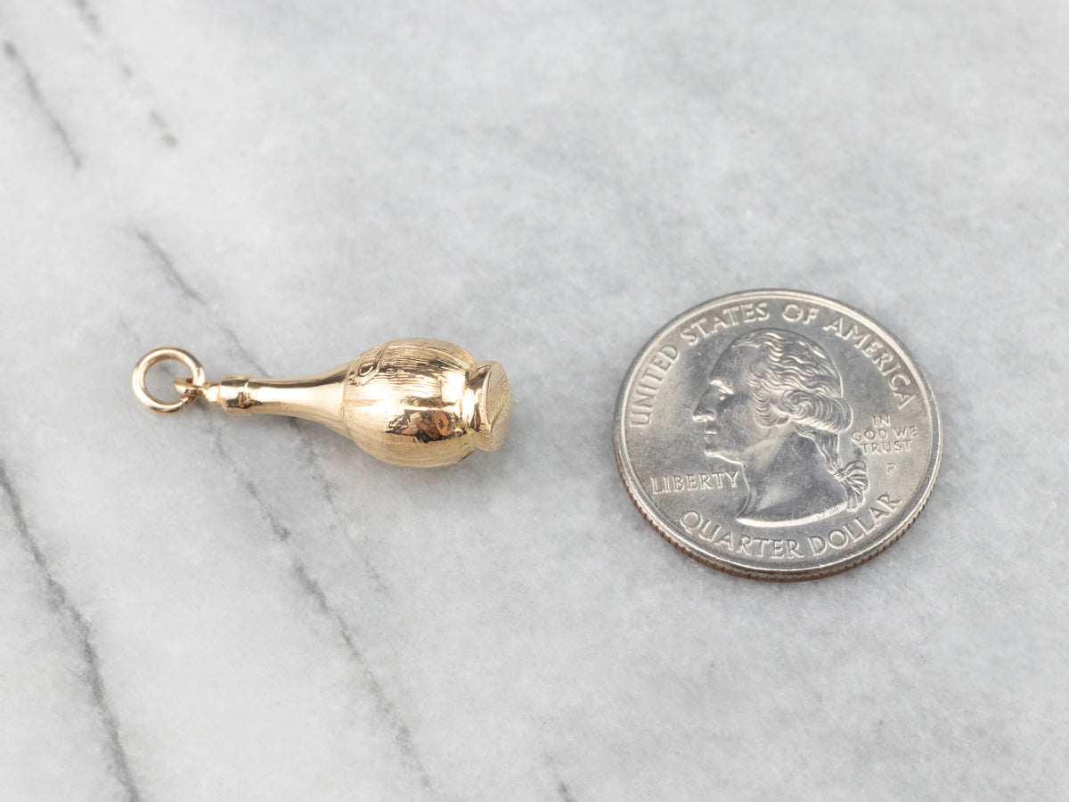 18K Gold Italian Chianti Bottle Charm