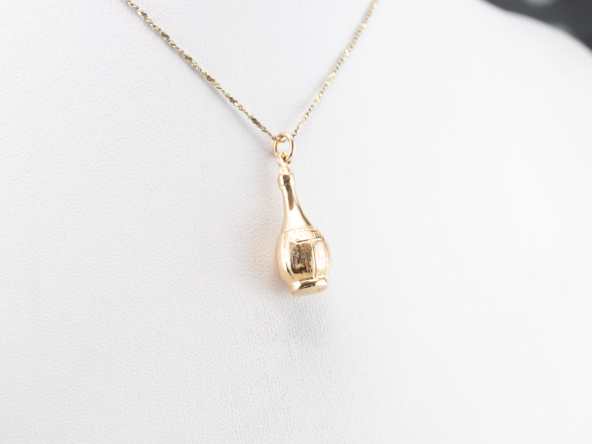 18K Gold Italian Chianti Bottle Charm