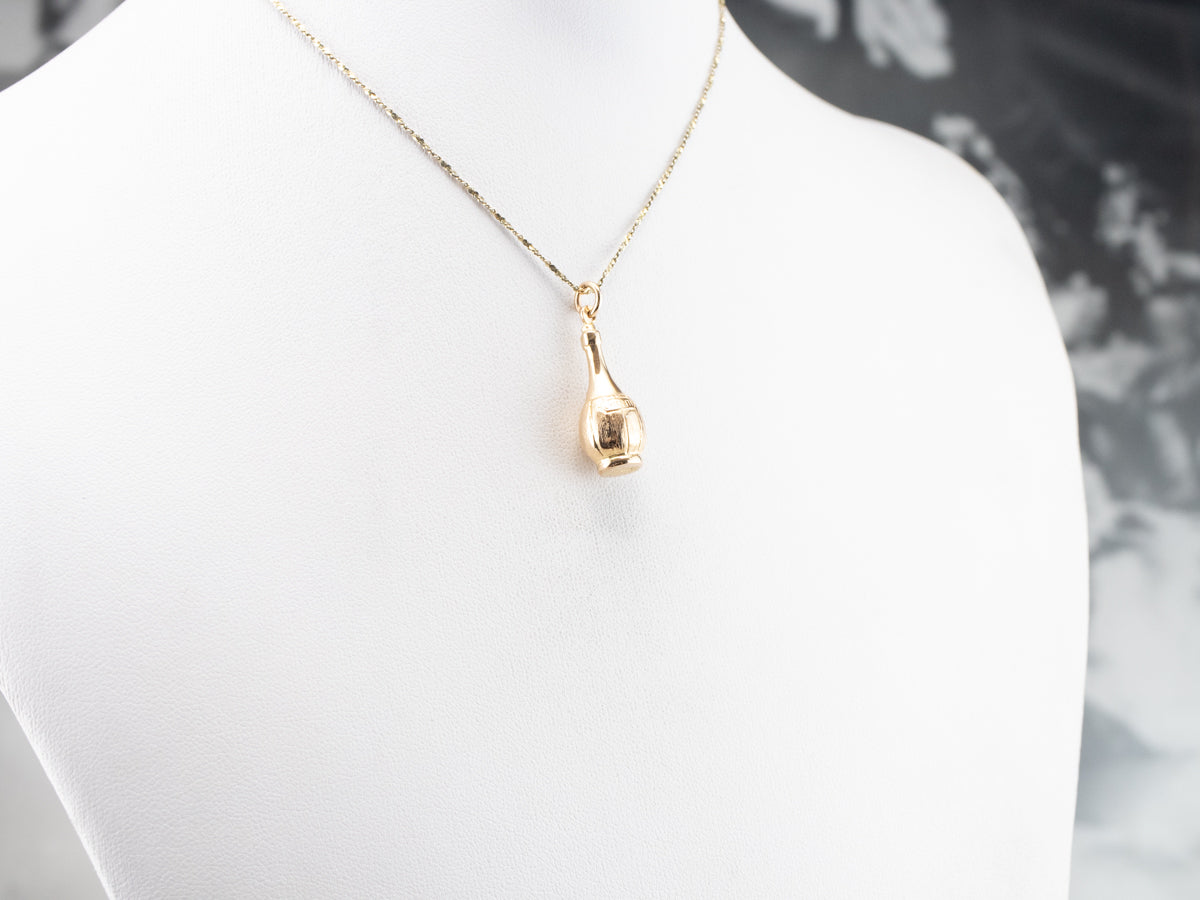 18K Gold Italian Chianti Bottle Charm