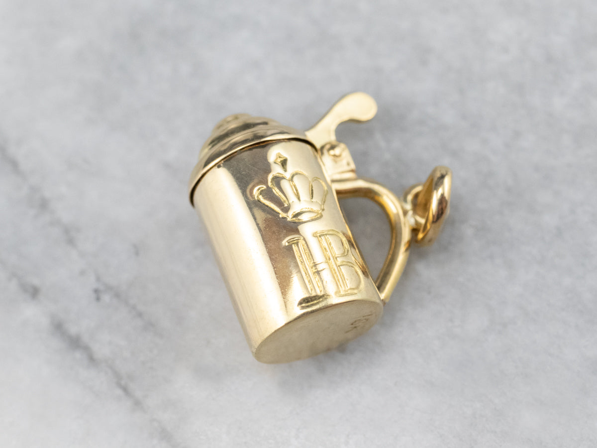 Vintage 18K Gold Beer Stein Charm