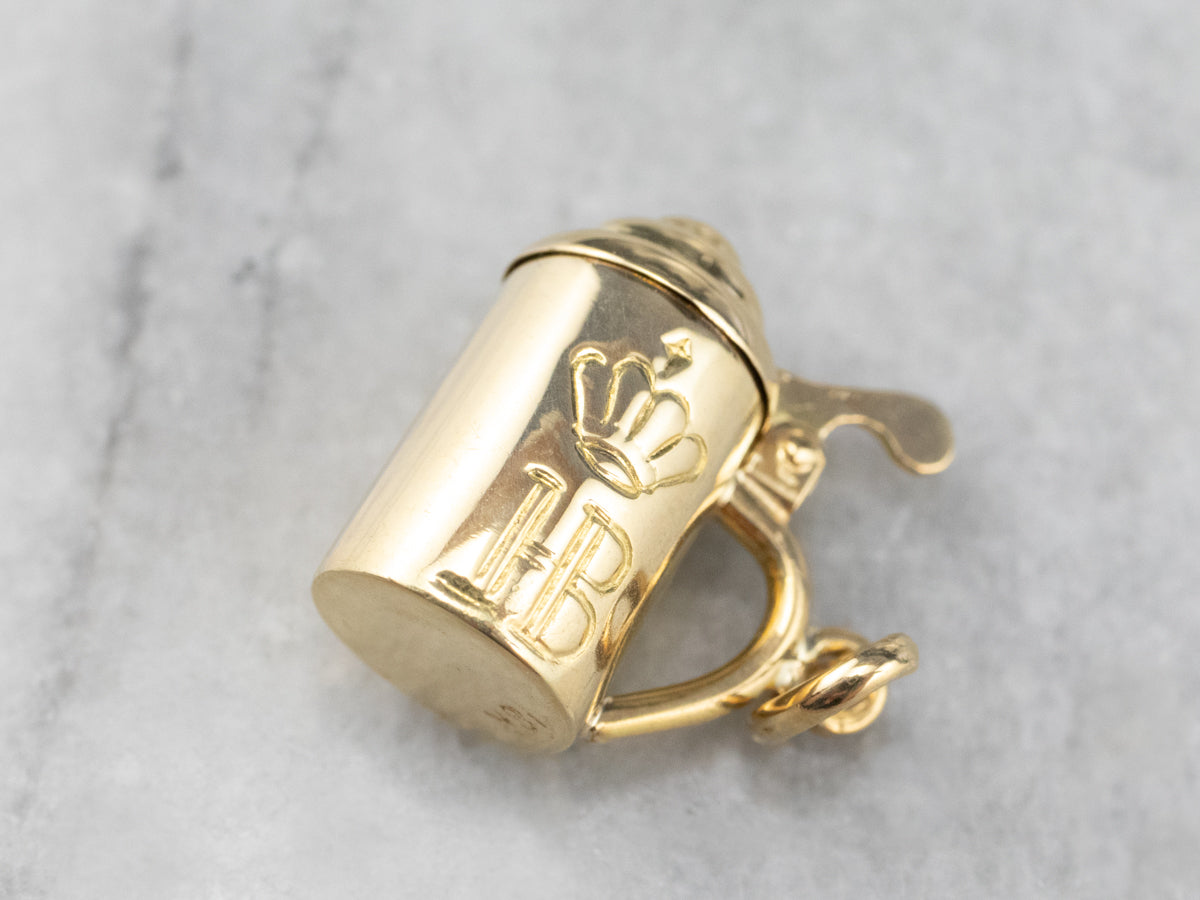 Vintage 18K Gold Beer Stein Charm