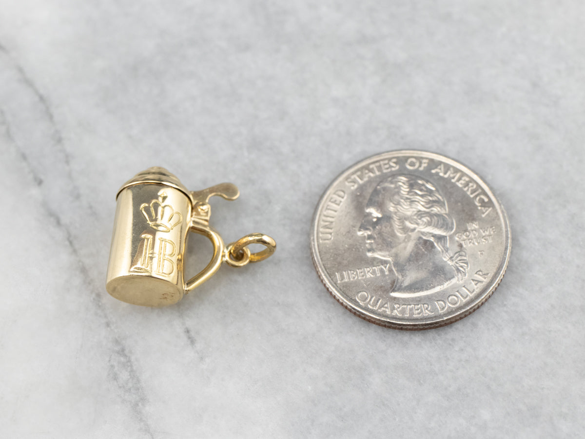 Vintage 18K Gold Beer Stein Charm