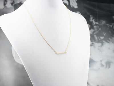 Sleek Yellow Gold Diamond Bar Necklace