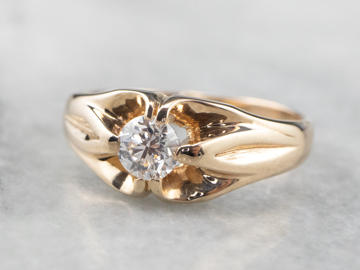 Gold Unisex Diamond Solitaire Engagement Ring