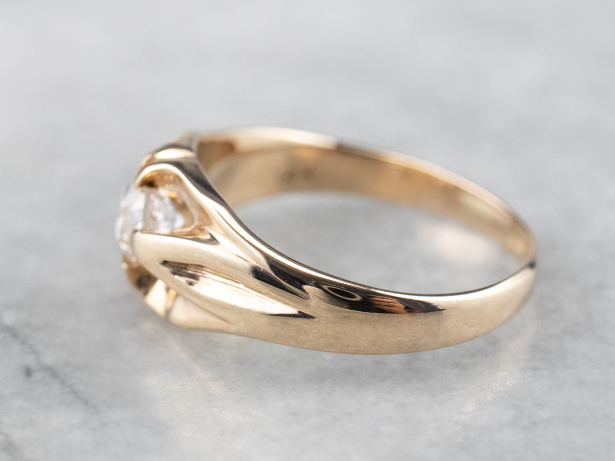 Gold Unisex Diamond Solitaire Engagement Ring