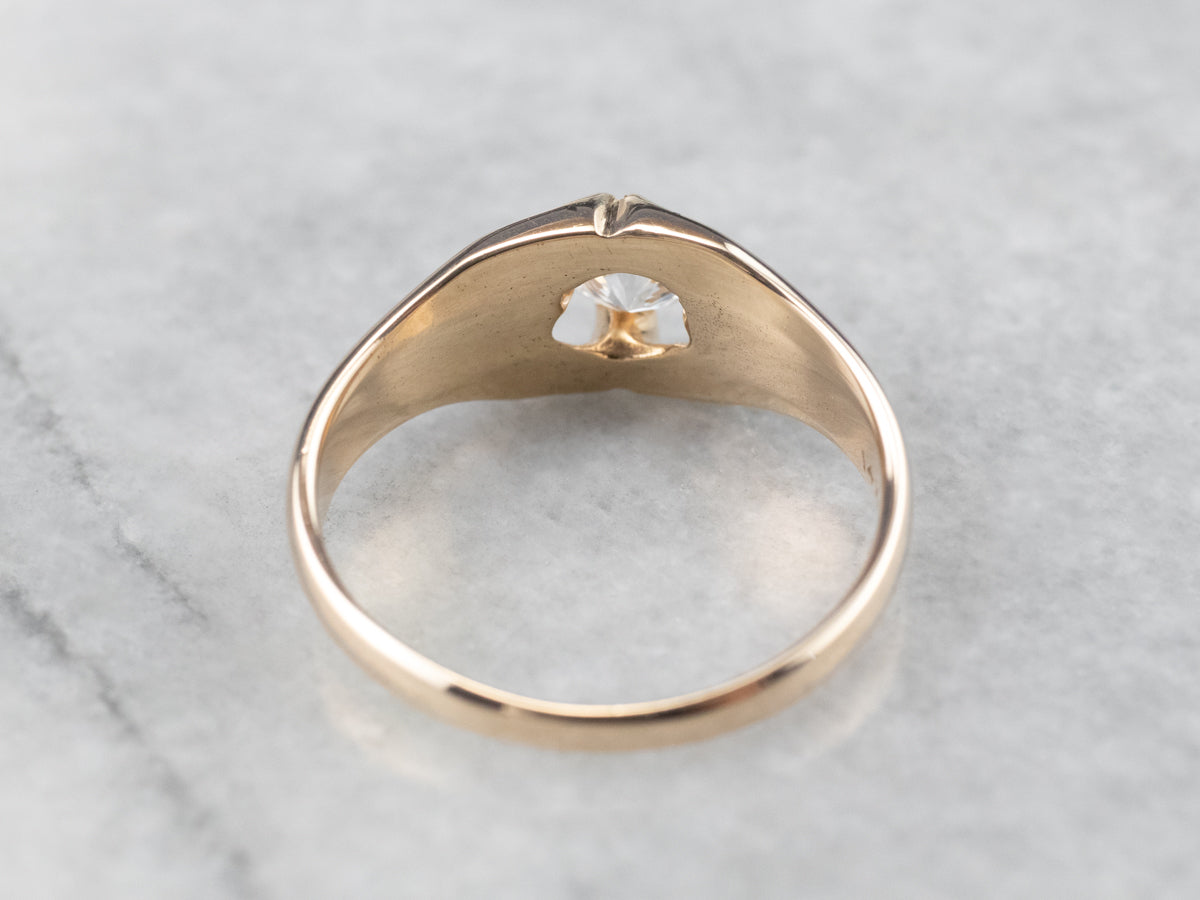 Gold Unisex Diamond Solitaire Engagement Ring