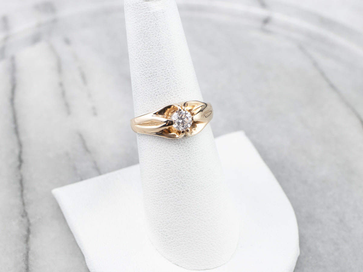 Gold Unisex Diamond Solitaire Engagement Ring