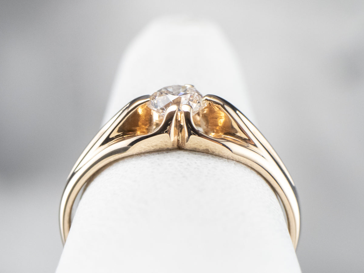 Gold Unisex Diamond Solitaire Engagement Ring