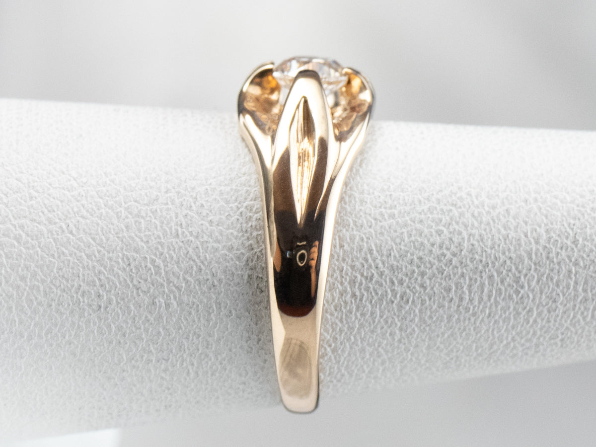 Gold Unisex Diamond Solitaire Engagement Ring