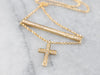 Diamond Bar Necklace with Cross Charm